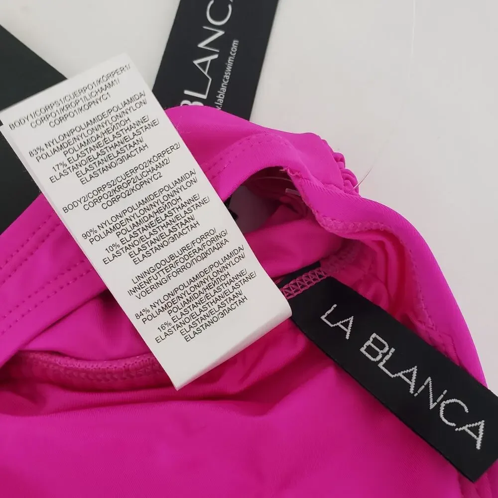 NEW!! La Blanca SIZE 12 Pink Luxe Halter Swimsui Bikini TOP ONLY Womens LB21G88